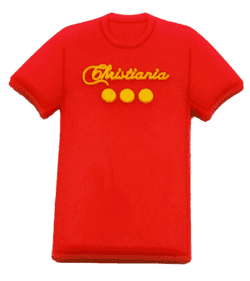 Red christiania T-shirt kløskabemagnet
