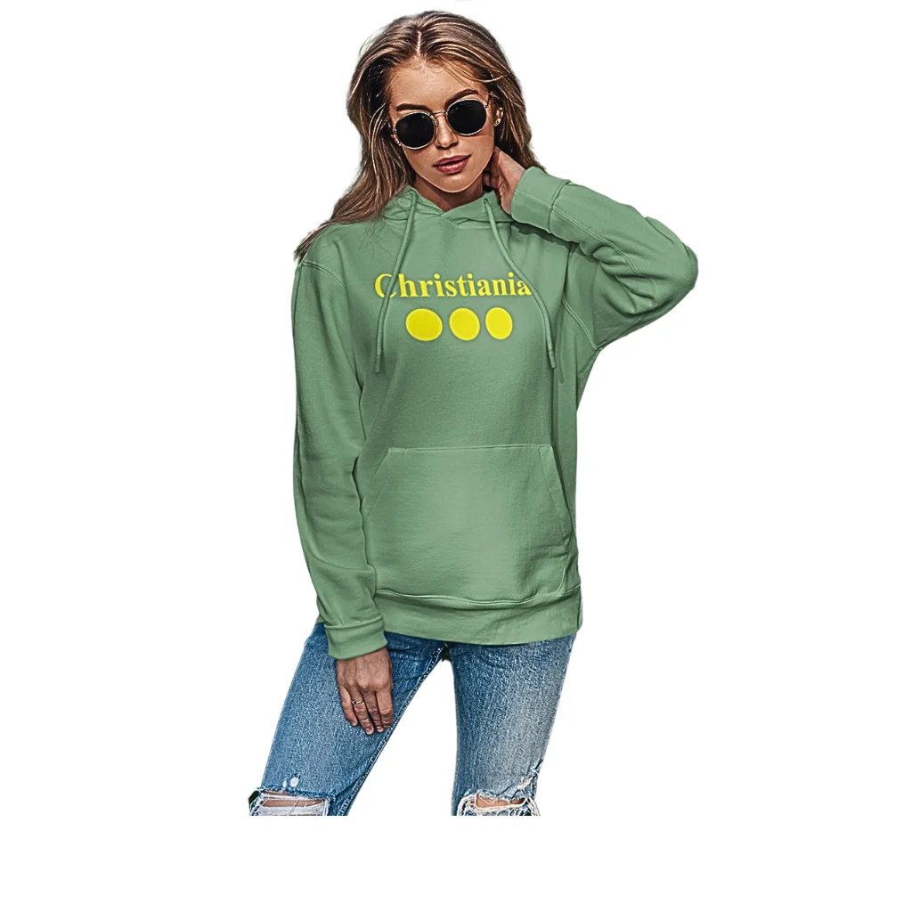 Christiania Logo Spell Out military Green Hoodie Unisex