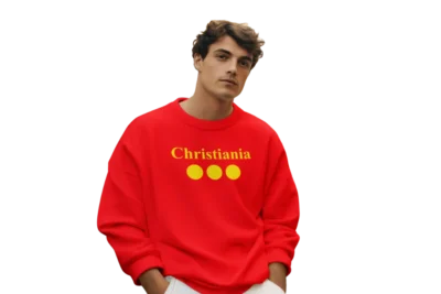 Christiania Logo Spell Out Crewneck Red Sweatshirt Unisex
